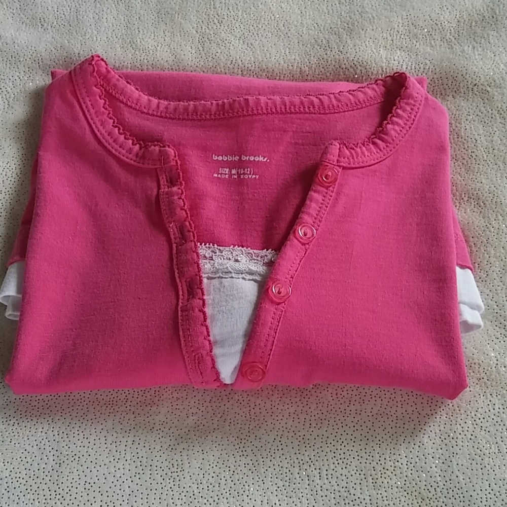 Pink &White Layers Look Girls Top